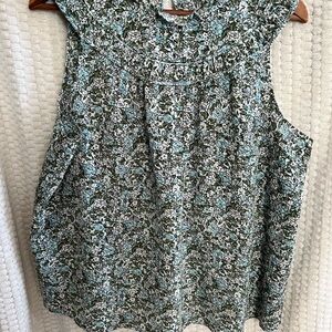 LC Lauren Conrad Floral Sleeveless Blouse - Black and Blue